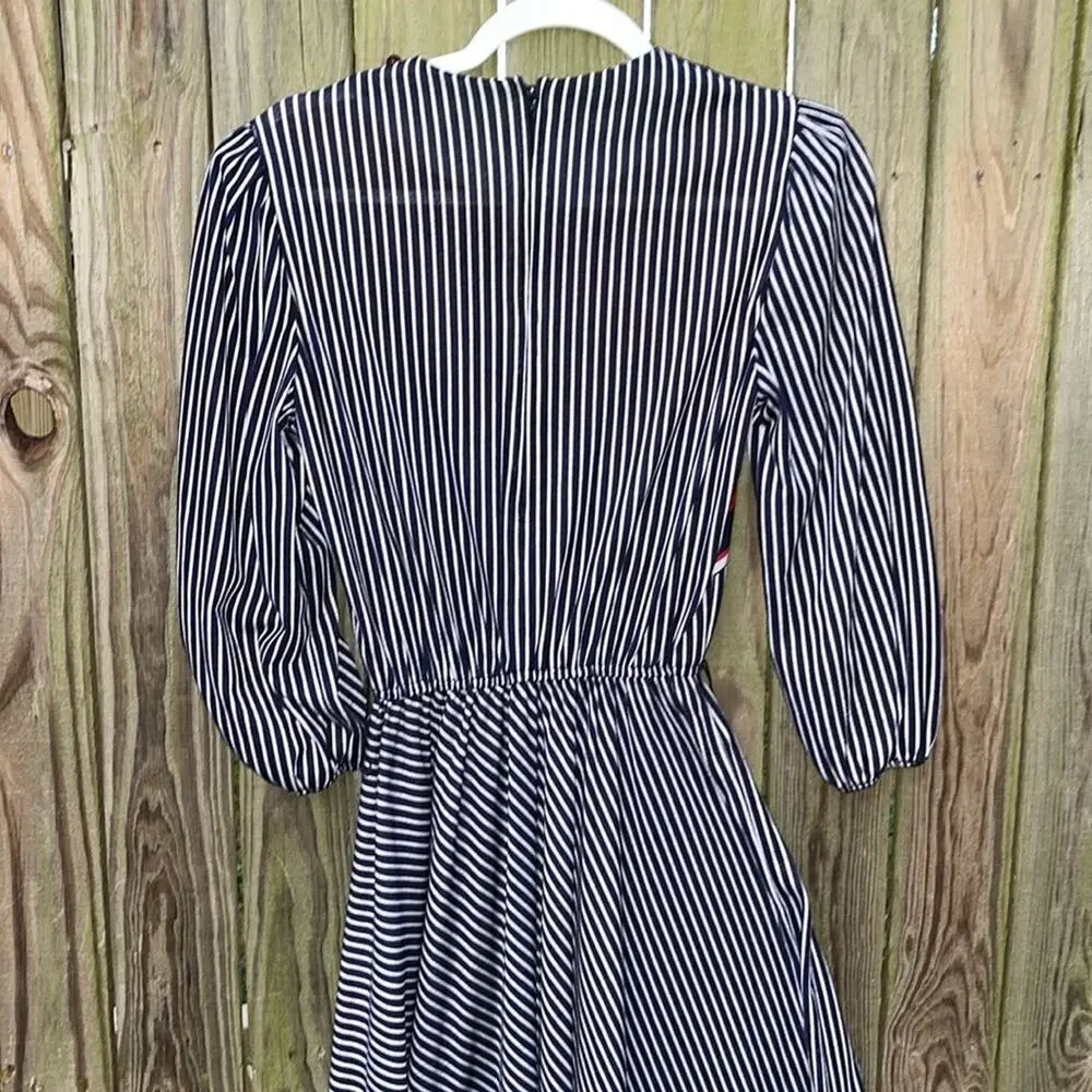 Vintage dress | dress with red white and blue stripes a - Picture 5 of 10